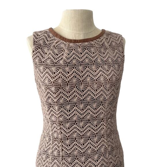Anne Klein Tan Crocheted Sheath Career Dress Size 4 - Picture 3 of 5